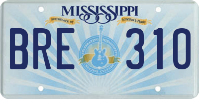 MS license plate BRE310