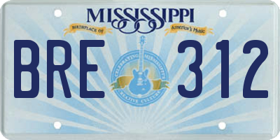 MS license plate BRE312