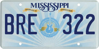 MS license plate BRE322
