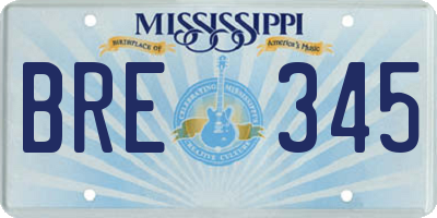 MS license plate BRE345