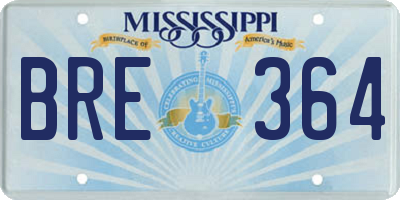 MS license plate BRE364
