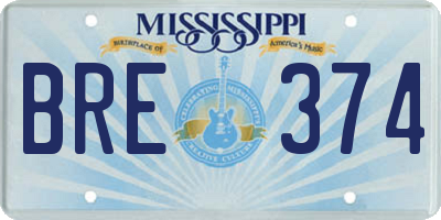 MS license plate BRE374