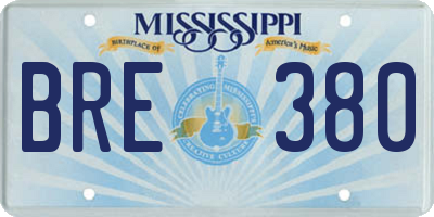 MS license plate BRE380