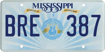 MS license plate BRE387