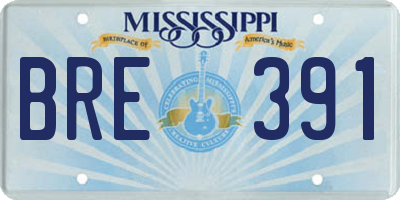 MS license plate BRE391