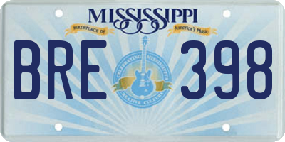 MS license plate BRE398