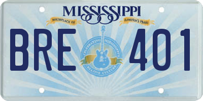 MS license plate BRE401