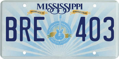 MS license plate BRE403