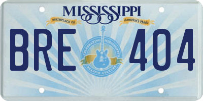 MS license plate BRE404