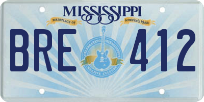 MS license plate BRE412