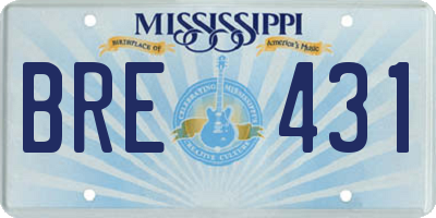MS license plate BRE431