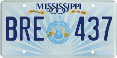 MS license plate BRE437