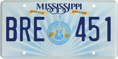 MS license plate BRE451