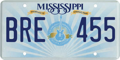 MS license plate BRE455