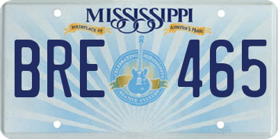 MS license plate BRE465