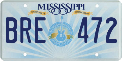 MS license plate BRE472