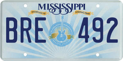 MS license plate BRE492