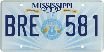 MS license plate BRE581