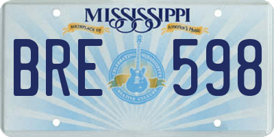 MS license plate BRE598