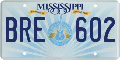 MS license plate BRE602