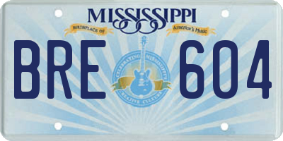 MS license plate BRE604