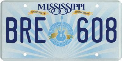 MS license plate BRE608