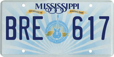 MS license plate BRE617