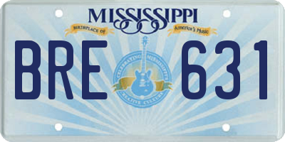 MS license plate BRE631