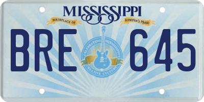 MS license plate BRE645