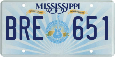 MS license plate BRE651