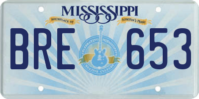 MS license plate BRE653
