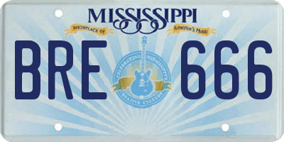 MS license plate BRE666