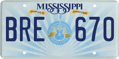 MS license plate BRE670