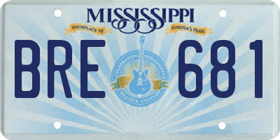 MS license plate BRE681