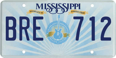 MS license plate BRE712