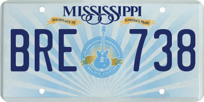 MS license plate BRE738