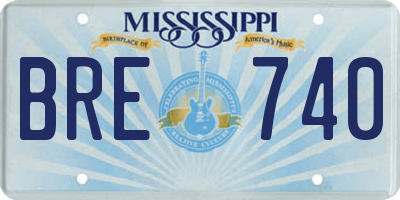 MS license plate BRE740