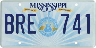 MS license plate BRE741