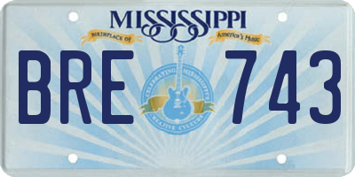 MS license plate BRE743