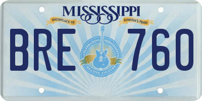 MS license plate BRE760