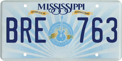 MS license plate BRE763