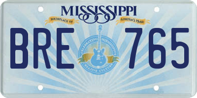 MS license plate BRE765
