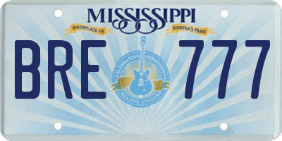 MS license plate BRE777