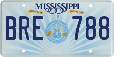 MS license plate BRE788