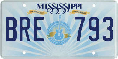 MS license plate BRE793