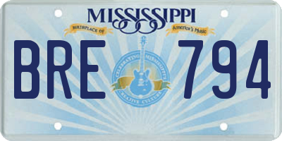 MS license plate BRE794