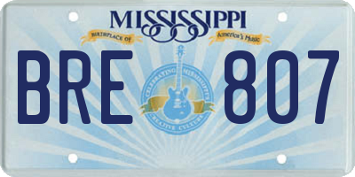 MS license plate BRE807