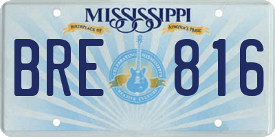 MS license plate BRE816