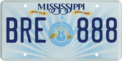 MS license plate BRE888