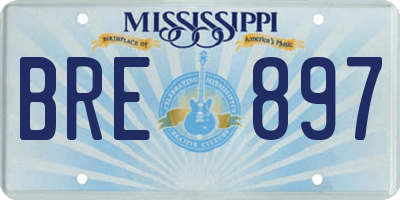 MS license plate BRE897